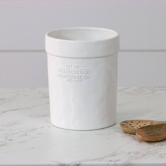 White Cottage Utensil Crock