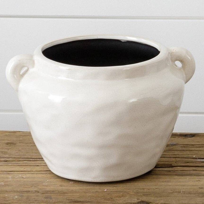 Small White Pot with Handles
